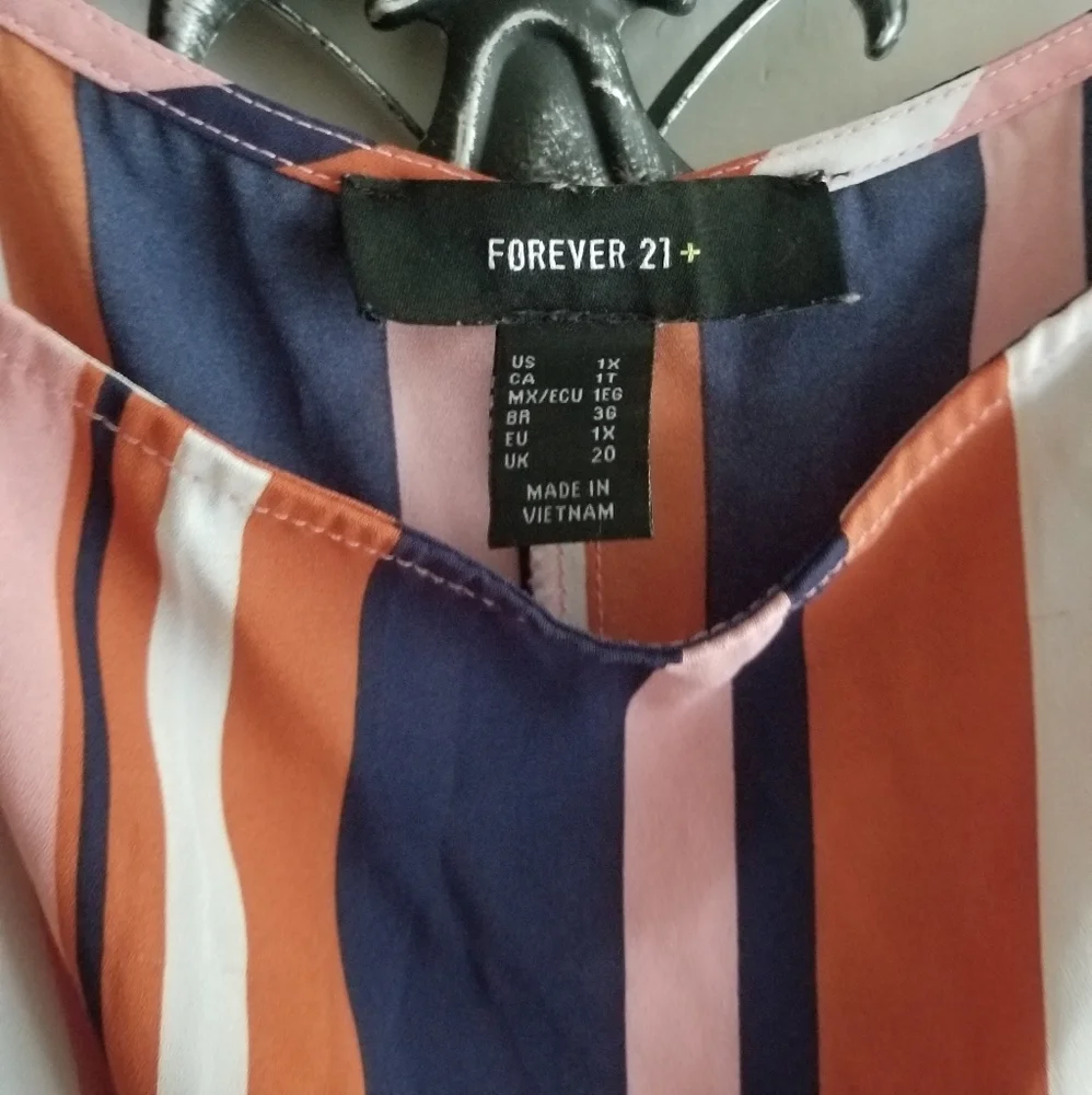 Forever 21+ Multi Colored Striped Wide Leg Jumpsuit - Picture 4 of 6